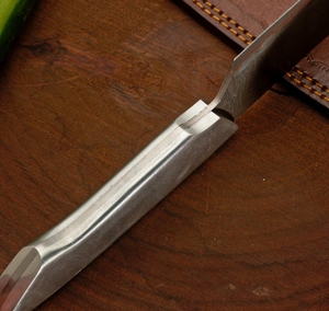 Couteau de Chef Haut de Gamme LEGACY BLADES en Acier Damas Cuivré, Manche en Acier Fait Main, Étui en Cuir – Vente en Gros Fabricant - Product Image 3