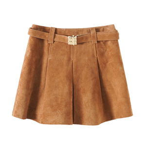 Falda Plisada de Gamuza de Cintura Alta, Diseño Nuevo de Fábrica 2025, para Chicas y Mujeres, con Cinturón Metálico de Piel de Oveja, Estilo Urbano, Antiestática - Product Image 3