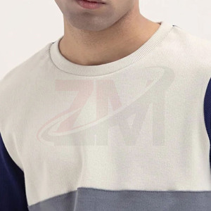 Pull en maille à col rond, coupe classique, sweat-shirt décontracté, style automne, 100% coton, manches longues, pour homme, couleur contrastée - Product Image 4