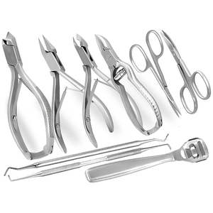 Podiatry Instrument <b>Set</b> 9 Piece Foot Care <b>Set</b> for Hard & Ingrown <b>Nails</b> <b>Nail</b> Clippers Corner Nippers Cuticle Remover <b>Nail</b> Scissor - Product Image 1