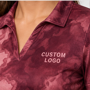 Polo Personalizado para Mujer con Estampado de Nubes en Acuarela Rosa Borgoña, Secado Rápido, Transpirable, Manga Corta, Uniforme de Golf, WPS-0709 - Product Image 5