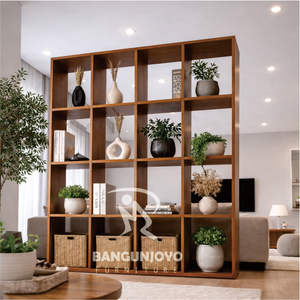 Étagère de séparation multifonctionnelle en bois de teck, style moderne et minimaliste, facile à installer, pour le salon et l'appartement - Product Image 4