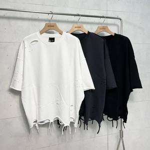 Camiseta de Cuello Redondo con Logotipo Personalizado de Fábrica, Camiseta de Gran Tamaño con Estampado en Relieve 3D de Espuma, Camisetas Vintage Lavadas y Desgastadas para Hombre, Camiseta de Manga Corta - Product Image 1