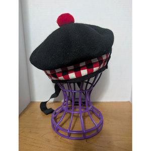 Sombrero Balmoral Escocés 100% Lana Pura, Rojo, Blanco y Negro, Venta al por Mayor, OEM, ODM - Product Image 3