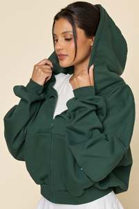 Sweat-shirt à capuche surdimensionné pour femme, fermeture éclair intégrale, veste décontractée streetwear, vêtements OEM ODM - Product Image 3
