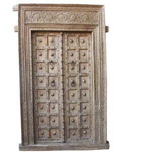 Haswani Handicrafts - Marco de Puerta de Madera Maciza, Tallado a Mano, Estilo Rústico, Vintage, Decorativo, para Entrada Principal, Interior de Apartamento - Product Image 1