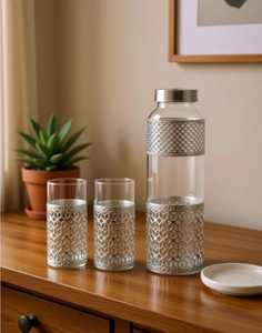 Custom <b>Vintage</b> <b>Glass</b> Water <b>Bottle</b> With Lid For Drinking Home Kitchen Office And Outdoor Use - Product Image 1