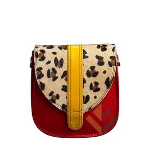 กระเป๋าสะพายหนังวัวคุณภาพสูงพิมพ์ลายสัตว์สีแดงสไตล์แฟชั่นสำหรับผู้หญิงพร้อมซิปปิดสำหรับฤดูร้อน - Product Image 1