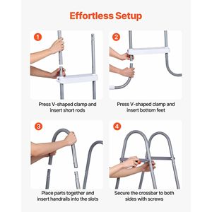 Scala a 3 gradini in acciaio a forma di A per piscina fuori terra con parete alta 42 pollici, capacità di carico 300 libbre, gradini per ingresso/uscita - Product Image 6