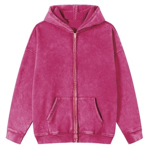 Unisex Hooded Zip-Up Sweatshirt Solid Color Fleece Casual Autumn Wear Oversized Regular Sleeve Length 2027 - Product Image 2