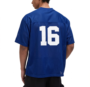 Customized Fashion Streetwear Neck Collar <b>Screen</b> Printing Premium <b>Mesh</b> Blank Short Plus Size Unisex Boxy Football Jersey - Product Image 1