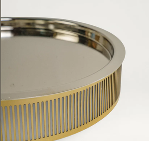 Cúpula de Cristal Transparente Moderna para Cubrir Alimentos con Borde de Acero Inoxidable, Plato para Servir para Decoración de Mesa de Comedor para Fiestas - Product Image 3