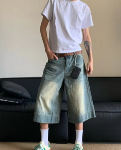 Shorts en jean décontractés et respirants pour hommes, style streetwear d'été, coupe droite, par des fabricants sur mesure - Product Image 5