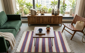 Cotton Handloom Stripe Rug / <b>Runner</b> washable & reversable - Product Image 1