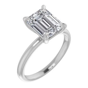 Bague de fiançailles classique en or blanc massif 10 carats, solitaire, avec moissanite taille brillant rond VVS1 pour femme - Product Image 3