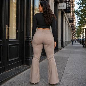 Fashion Vintage Streetwear Breathable Mid <b>Flare</b> Sheep Leather Pants Women Gothic <b>Leggings</b> Festival Clothing Moto Leather Spot - Product Image 6