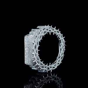 Bisel de Moissanita de Lujo con Incrustaciones para 2100 - Caja de Reloj Hecha a Mano Chapada en Oro VVS - Product Image 3