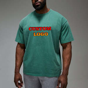 เสื้อยืดคอกลมแขนสั้นสีเขียวล้วนทรงหลวมสำหรับผู้ชาย คุณภาพสูงแบบ OEM ผลิตจากผ้าฝ้ายถัก 100% ดีไซน์สั่งทำพิเศษ - Product Image 1