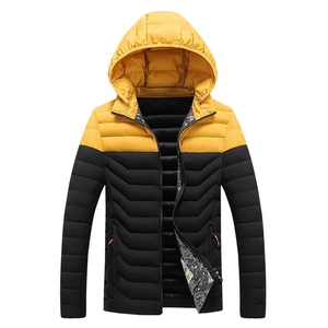 <b>Men's</b> Winter Hooded Puffer <b>Jacket</b> Color Blocking Zipper Closure Waterproof Windproof Casual Outerwear Thick Polyester Front - Product Image 5