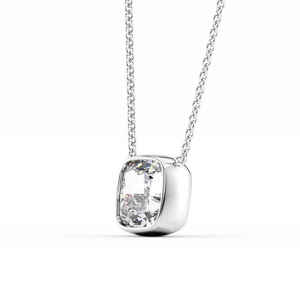 Collar con Colgante de Diamante Solitario con Engaste de Bisel, Chapado en Oro Blanco de 14K, Colgante de Moissanita, Joyería Minimalista para Mujer - Product Image 6