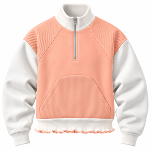 เสื้อสเวตเชิ้ตผ้าฟลีซคอสูงแบบซิป ¼ ตัว สีเขียวเข้ม-ดำ แต่งแถบยางยืด ทรงโอเวอร์ไซส์ ระบายอากาศได้ดี ใส่ได้ทั้งผู้ชายและผู้หญิง - Product Image 1