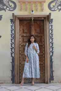 Robe indienne en coton imprimé bloc à la main nouvelle tenue d'été décontractée à la mode écologique naturel fait à la main pour le cadeau de la Saint-Valentin - Product Image 5