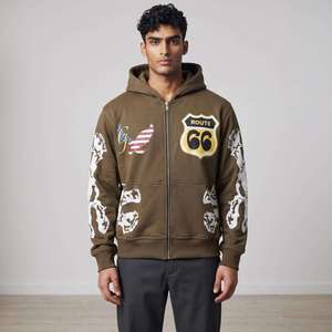 Sweat à capuche zippé imprimé en polaire 420 GSM unisexe, style streetwear automne-hiver, sweats à capuche zippés personnalisés imprimés - Product Image 6