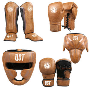 Ensemble de boxe en cuir véritable de haute qualité MMA Sparring Kickboxing Comprend des gants de boxe Protection de l'aine Protection de la tête QST INTERNATIONAL - Product Image 5