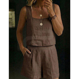Summer Fashion 2026 Women Summer Shorts Set Two Piece Short Suit With Comfortable <b>Top</b> Matching Shorts And Lightweight Fabric - Product Image 3