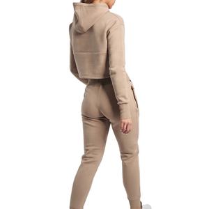 New arrival 2021 High waist fitness sports women sweatpants and <b>crop</b> <b>tops</b> set gym tracksuit - Product Image 2