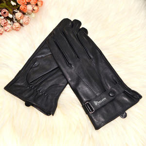 Gants d'hiver pour hommes en cuir de mouton, design simple et décontracté, pour le voyage et les sports de plein air, avec détection de pointeaux - Product Image 6