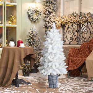 Albero di Natale Artificiale Bianco da 120 cm con Supporto, 200 Rami, Pino Natalizio in Vaso, Pianta di Seta per Decorazioni Natalizie Casa e Ufficio - Product Image 4