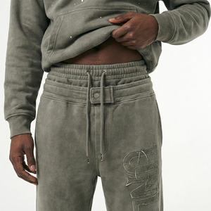 กางเกงวอร์มขาบานทรงหลวมแบบมีเชือกผูกเอว สำหรับผู้ชาย ผ้าบางเบา ระบายอากาศได้ดี เป็นมิตรต่อสิ่งแวดล้อม ล้างสีแบบแอซิดวอช สไตล์ลำลอง - Product Image 3