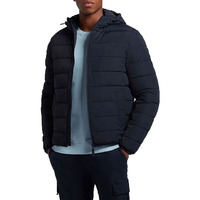 Ventes en gros de vestes matelassées d'hiver en nylon bleu longues personnalisées avec logo OEM, manteaux à bulles pour hommes, vestes matelassées pour hommes