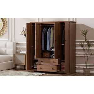 Armadio a 4 Ante Marrone con 2 Cassetti - Product Image 5