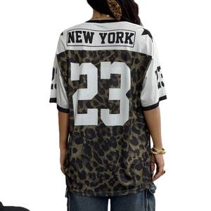 Jersey de Fútbol Americano con Estampado de Leopardo para Mujer, Estilo Oversize, con Número Gráfico, Moda Y2K, Transpirable, Poliéster, OEM - Product Image 2