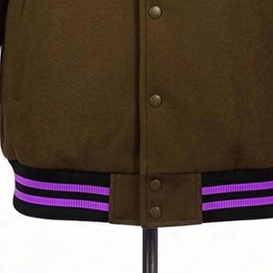 Premium Quality Thin High Street Letterman Baseball School College Bomber <b>Varsity</b> <b>Jacket</b> Stand Collar <b>Purple</b> Gold Front Winter - Product Image 4
