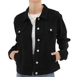 Chaqueta vaquera de invierno negra con botones OEM personalizados al por mayor, bolsillos en el pecho, transpirable, ajuste delgado, para exteriores - Product Image 1