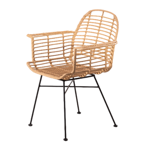 Silla de Jardín Contemporánea de Ratán con Patas de Metal, Muebles de Exterior, Diseño Duradero, Estilo de Pata Cónica - Product Image 6