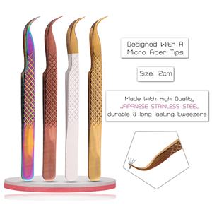 Pinzas de Precisión Profesionales Mejoradas con Punta de Fibra, Curvadas y Resistentes, de Acero Inoxidable de Alta Gama, Herramientas para Injerto de Pestañas - Product Image 3