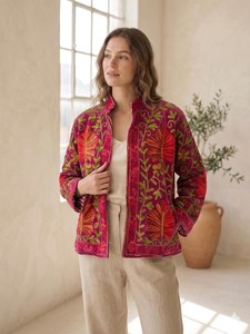 Luxury Indian Floral Hand Embroidered <b>Velvet</b> Suzani Jacket Boho Chic Festival <b>Coat</b> Ethnic Artisan Style Outwear Winter Blazer - Product Image 1