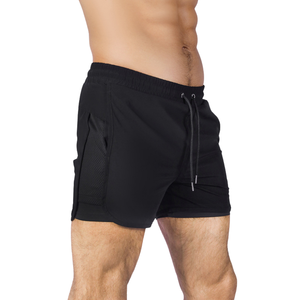 OEM Contrasting Color Custom Breathable <b>Mid</b> Waist Short Shorts for Men Training Quick Dry Fitness Running Double <b>Layer</b> Worsted - Product Image 3