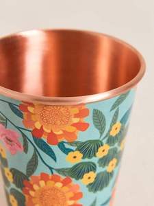 Verre à eau en cuivre Bloom Garden, imprimé effet éclaboussures de couleur, tasse artistique pour boissons, vaisselle de cuisine et de table, cadeau - Product Image 3