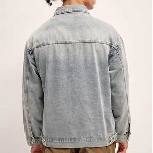 Chaqueta de Mezclilla Azul Claro para Hombre, Estilo Casual, Cuello Camisero, Cierre de Botón, Algodón Lavado, Diseño con Parches, Ropa de Primavera - Product Image 4