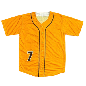 Camiseta de Béisbol Amarilla Personalizada para Hombre, Uniforme de Equipo Transpirable de Poliéster, Cuello en V, Sublimada, Ropa Deportiva OEM para Entrenamiento - Product Image 1