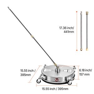 Pulitore per Superfici in Acciaio Inox da 15 Pollici con 4 Ruote, Accessorio per Idropulitrice con Pressione Massima 4000 PSI, Connessione Rapida da 1/4 di Pollice - Product Image 4