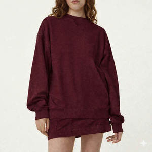 เสื้อสเวตเชิ้ตคอกลมโอเวอร์ไซส์สำหรับผู้หญิง สีพื้น แขนยาว ผ้าถัก ใส่ได้ในฤดูใบไม้ร่วง ระบายอากาศได้ดี ดีไซน์กระเป๋าแบบไหล่ตก - Product Image 5
