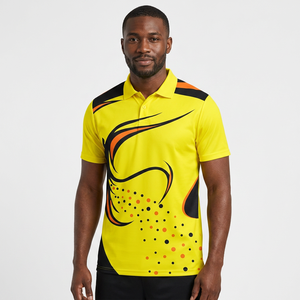 Men's Short Sleeve <b>Polo</b> Shirt Yellow Black <b>Orange</b> Abstract Geometric Print Quick Dry Knitted Polyester Sporty Fit - Product Image 6