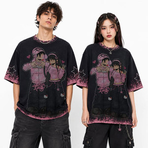 2026 New Arrival Custom Vintage Washed Boxy Cropped T-<b>shirt</b> Rhinestone <b>Star</b> & Cross Pattern Embellished Oversize Men's T-<b>shirt</b> - Product Image 4