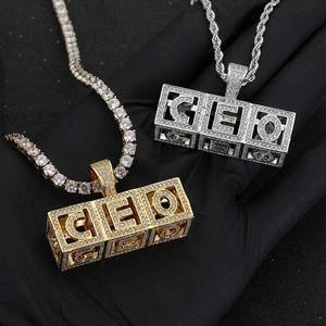 Promotion Colliers Pendentifs Personnalisables en Laiton, Style Hip-Hop, avec Lettres en Cube Creux à Combinaison Libre et Micro-Pavé de Diamants - Product Image 1